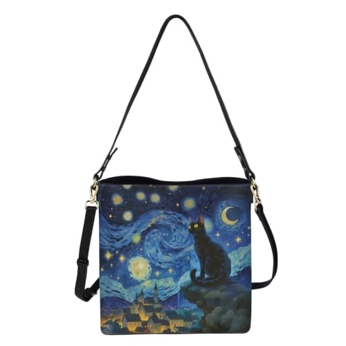 Image of HUGS IDEA Boho Bags for Women Leather Handbag Shoulder Bucket Crossbody Purse