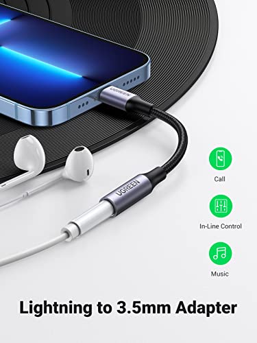 UGREEN Aux Audio Adapter Lightning naar 3,5 mm MFI Certificering Jack Adapter Nylon Aux Kabel Compatibel met iPhone 13… - Image 3