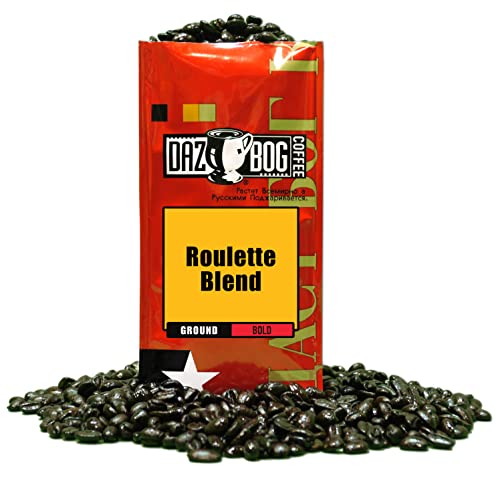 Dazbog Coffee | Roulette Blend | Ground Coffee| Pack of 6 | 11 oz. | Light & Dark Roasts | Smoky French Roasted Coffee | Full Bodied Blend | Vacuum Sealed Freshness