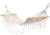 [Tela cómoda y duradera]: Nueva tela más gruesa, sin pelo, sin desvanecimiento, sin olor, ni bola. La hamaca es resistente al desgaste y cómoda, amigable con la piel y respirable. El cojinete de carga de alta resistencia no se rompe.