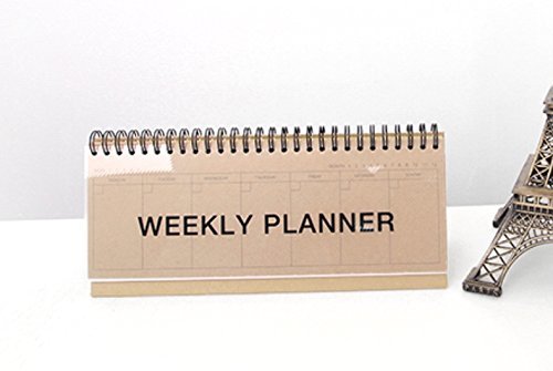 2YOUNG Stojący planer tygodniowy Kraft – Wirebound Kraft Undated Weekly Desk Planner Planner (rzemiosło)