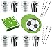 Libetui Juego de 48 piezas de vajilla de fútbol Kicker Party Cumpleaños Platos Tazas servilletas fiesta vajilla de papel niños y adultos para hasta 8 personas