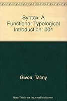 Syntax: A Functional Typological Introduction Volume II 0915027070 Book Cover