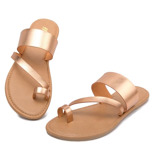 Image of Huayuanwell Women's Slide Sandals Slip On Flat Sandals Flip Flop Thong Sandals Casual Summer Sandals