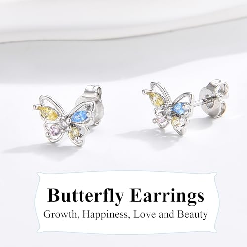 CERSLIMO Hypoallergenic Butterfly Earrings for Girls, Birthday Christmas Valentines Graduation Gifts for Daughter/Granddaughter4