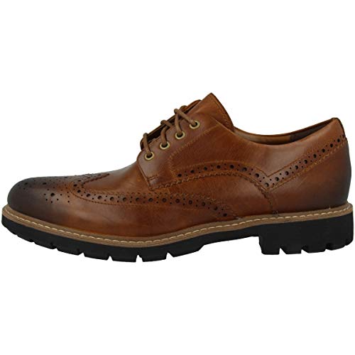 Clarks Batcombe Wing, Zapatos de Cordones Derby Hombre, Marrón (Dark Tan Leather), 44.5 EU