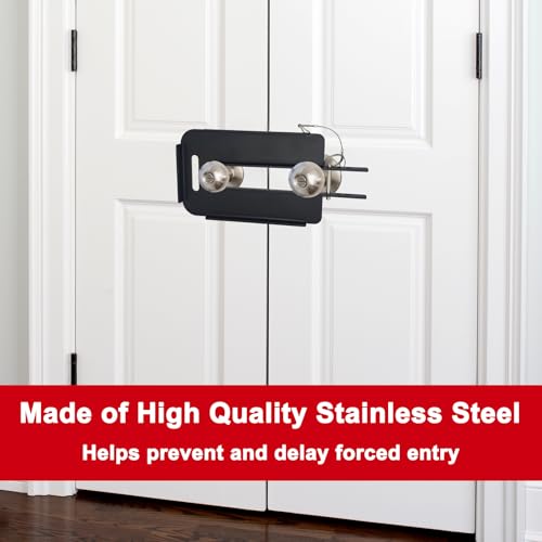 French Door Lock | Adjustable Double Door Reinforcement Lock for French Doors Home Security | Add High Security to Prevent Home Unauthorized Entry | Unibody Stainless Steel Construction, Black by Enprotty - Image 3