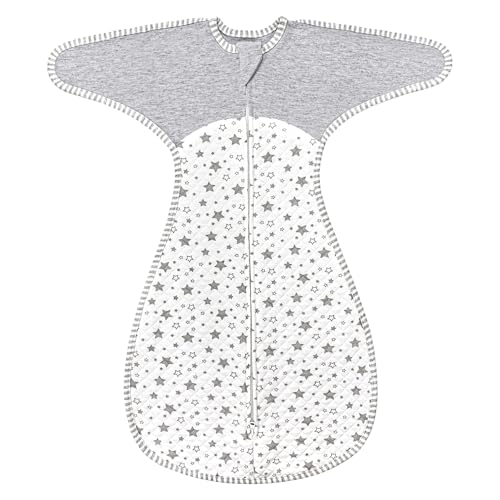 Zigjoy SD4306 Shark-Fin Transition Swaddle - 1.0 Tog Quilted Sleep Sack Soft Cotton Transitional Swaddle Baby Wearable Blanket cover