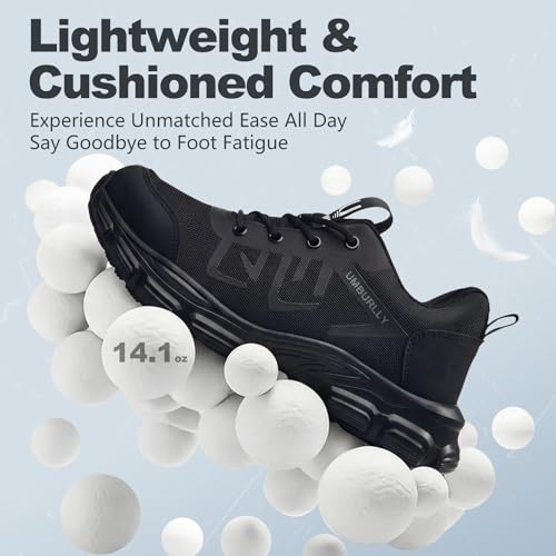 Image of Hogent Steel Toe Shoes for Men Women, Comfortable Wide Non Slip Work Shoes | ASTM Safety Steel Toe, Kevlar Puncture-Proof, Breathable, Lightweight, Wide Fit, Walking, Construction, Industrial, Warehouse