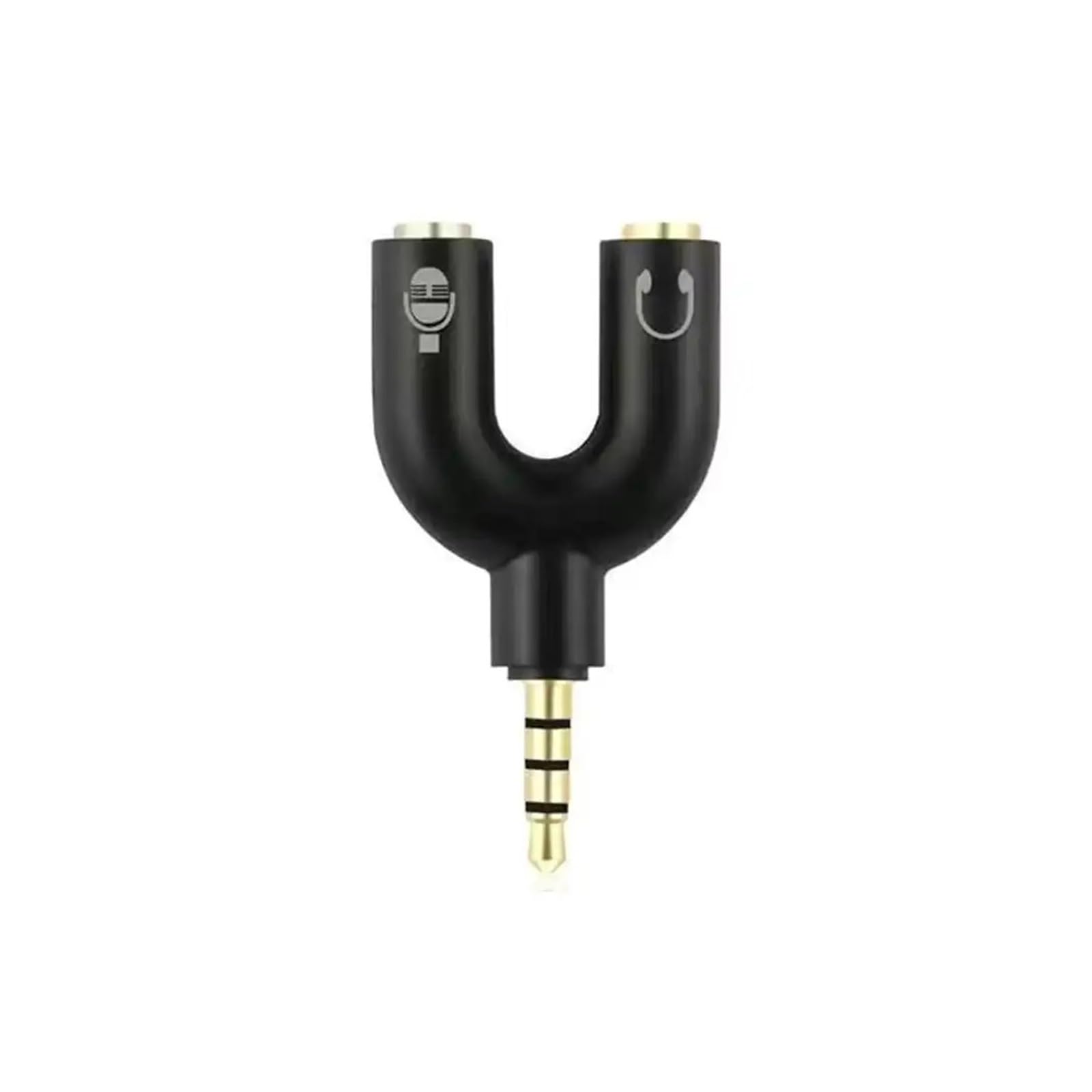 ACGTUY 3.5 MM U Type Dual Adapter Headphone Plug Audio Cables Splitter Mic & Headphone 2 in 1 Connector Audio Converter Compatible with The MP3 MP4 PC(Black)