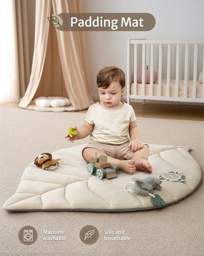 image for Blissful Diary Baby Play Gym & Activity Mat, Leaf Shaped Baby Tummy Ti