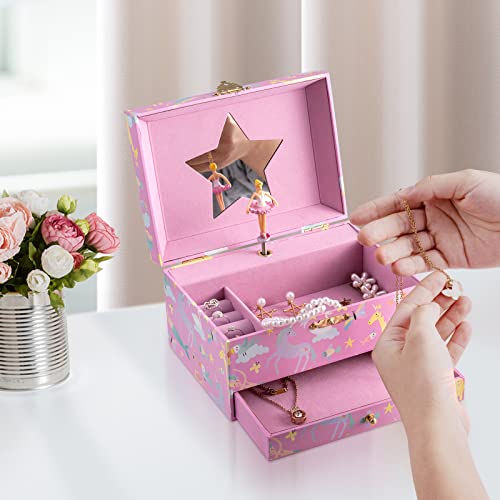 Lekymo Girls Jewelry Box Kids Jewelry Box Musical Ballerina Box For Girls, Unicorn & Mermaid Design Jewelry Box For Girls Jewelry Organizers For Bedroom Decor Christmas Birthday Gifts #TOP4