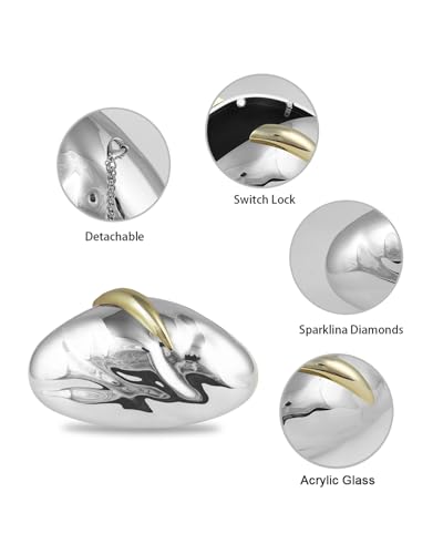 Image of Acrylic Silver Evening Clutch Purse for Women, Wedding Guest Clutch Metal Chain Shoulder Crossbody Bag