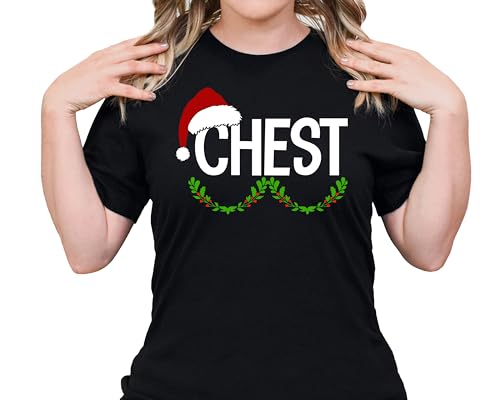CHEST NUTS Shirt, Couples Christmas Shirt, Christmas Gift for Boyfriend & Girlfriend, Xmas Holiday Gift, Husband and Wife Shirts, Funny Couples Shirt (BLACK/CHEST, XL)
