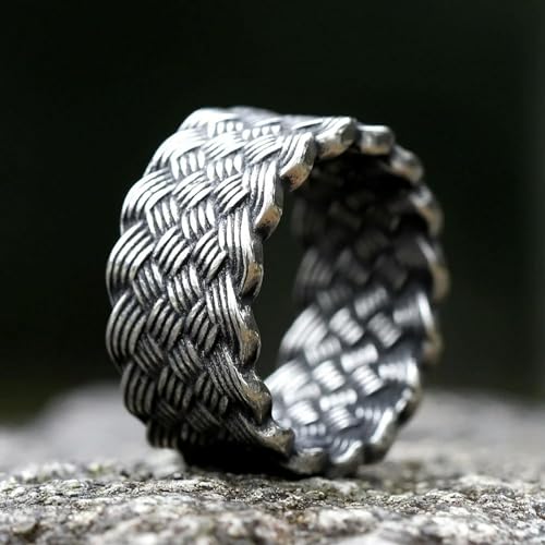 Anillo vikingo nórdico de acero vintage para hombre y joven 3