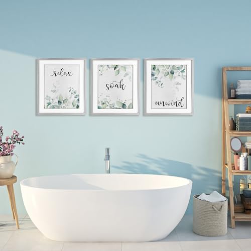 Feuilles de salle de bain affiche encadrée gris sous verre pour créer un spa à la maison