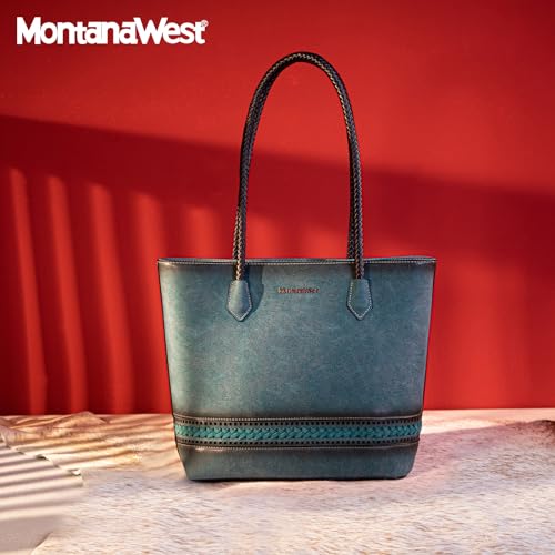 Image of Montana West Woven Tote Bags for Women Purses and Handbags with Back Zipper Pocket