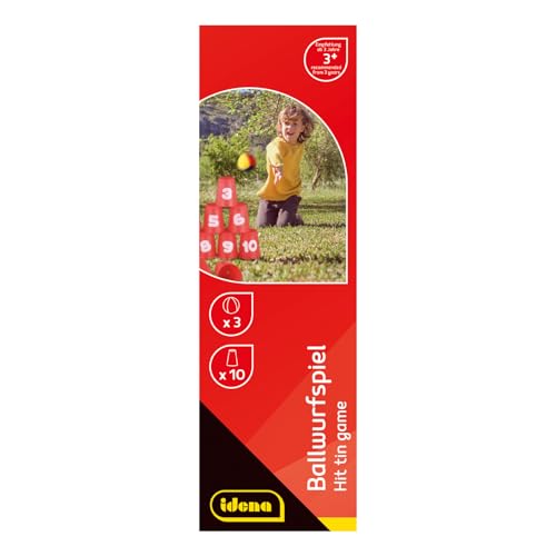 Idena 40416 - Ballwurfspiel mit 10 Bechern und 3 Bällen, ab 3 Jahren, für Geburtstagsfeiern, im Garten oder Park