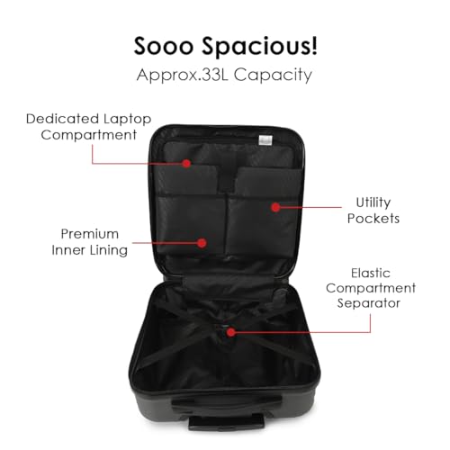 Image of Swiss Military Dusky Hard Top Trolley Bag 45cm with 15.4 inch Padded Laptop Compartment, 3 Dial Lock, Spinner Wheels, Cabin Size Lightweight Overnighter Travel Luggage Suitcase with Elastic Divider-Grey