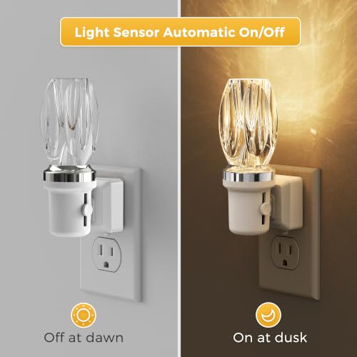Image of L LOHAS LED Night Light, Dimmable Night Lights Plug into Wall, Light Sensor | Automatic Nightlights Plug in, 3000K LED Nightlight, Crystal Acrylic Decorative, Hallway Bedroom Bathroom[White Base,1 Pack]