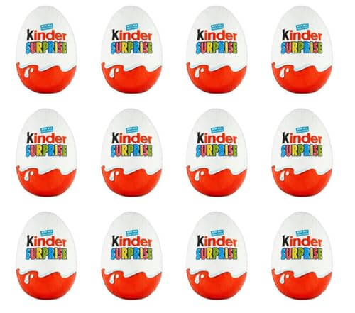 Kinder Überraschung Eier 12 x 20 g Schokoladeneier mit Überraschung Kinder Schokolade mit Spielzeug Geschenk & Snack für Kinder