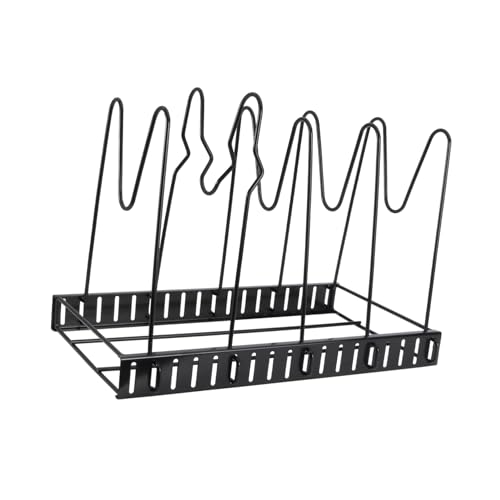 Cabilock 1 Set Multifunctional Kitchen Storage Rack Pot Cover Holder for Utensils and Kitchenware Easy to Clean Organizer Tray for Home and Restaurant Use Black