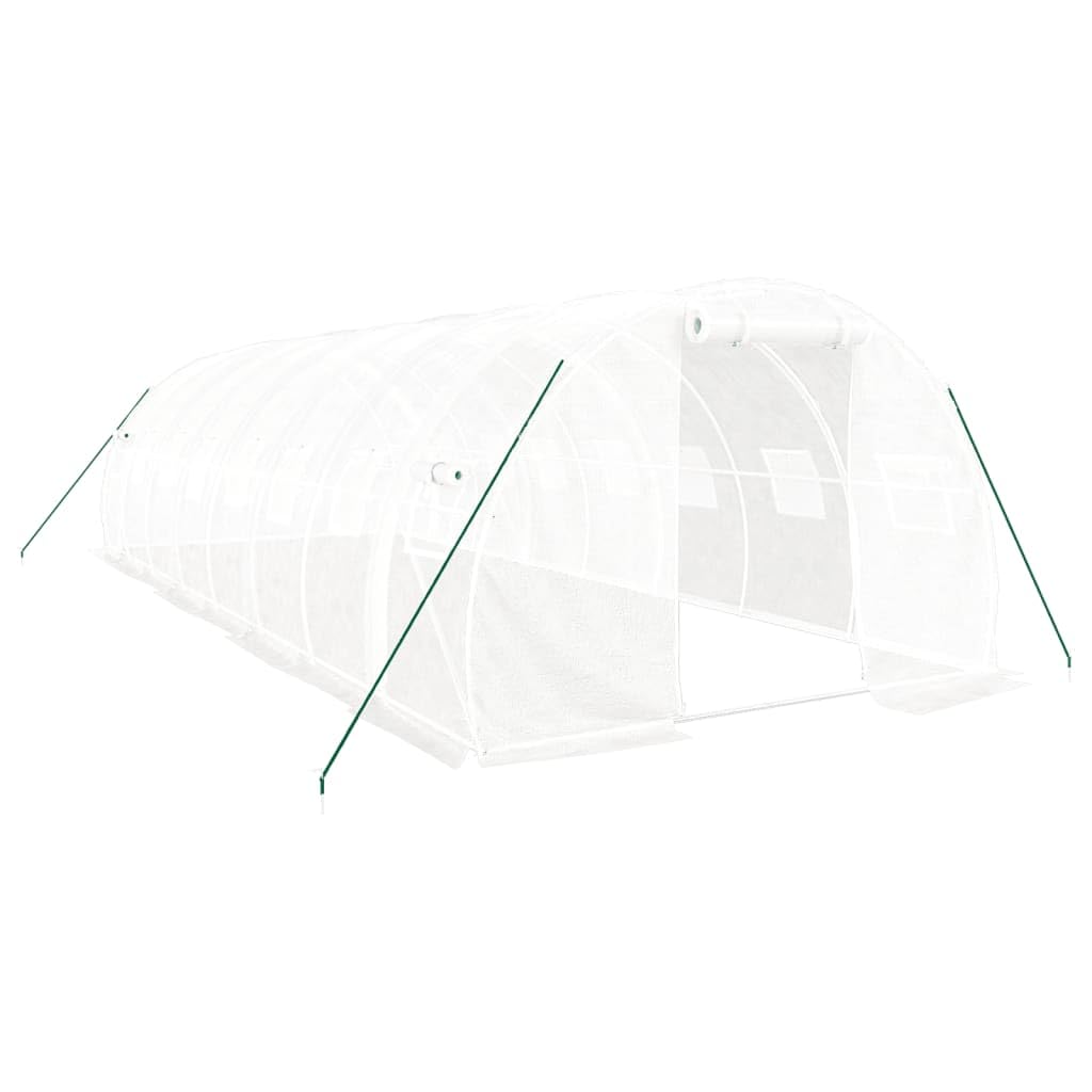 Homgoday Invernadero con Estructura de Acero Blanco 24 m² 8x3x2 m, Invernadero Caseta Jardín Terraza Plantas Semilla Cultivo Huerto Verduras Cubierta Casero