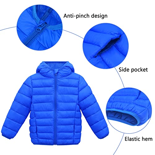 Image of Happy Cherry Kids Lightweight Puffer Jacket Packable Bubble Coat Down Cotton Coats Zip Up Hooded Outwear