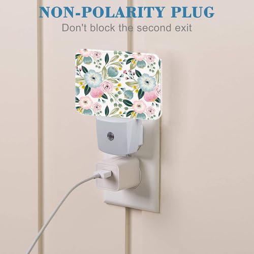 Image of Sweet Colors Flowers Night Light Plug into Wall, Lovely Floral Night Light with Dusk to Dawn Sensor for Kid Girls Boys Women Men Room, Hallway, Kitchen, Bathroom, Stairs Decor