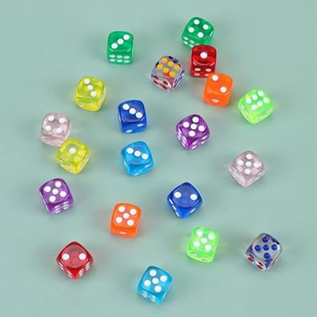 Regy 6 Sided Dice Set Multicolorfull Transparent Dice for DND, MTG, RPG, Yahtze, Bunco, Table Borad Games, Math Teaching (Pack of 10pcs) 3