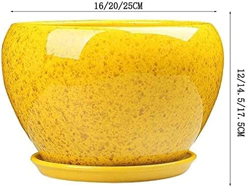 Pot en céramique émaillée jaune de style chinois avec plateau chic - 4