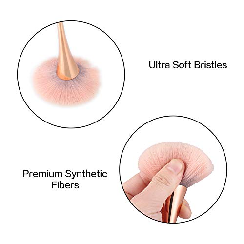 hugttt 2 Pcs Large Mineral Powder Brush, Bronzer Kabuki Makeup Brush, Soft Fluffy Foundation Brush, Professional Powder Brush and Blush Brush for Daily Makeup, Rose Gold - Image 5