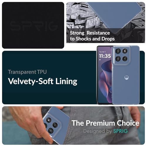 Image of SPRIG Compatible with Moto Edge 60 Stylus Premium FlexCrystal Back Cover Drop Tested Shock Proof Mobile Case for Men, Women, Boys and Girls with Camera Protection (Transparent)