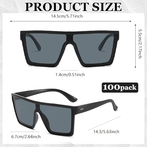 100-Pack Wholesale Square Sunglasses - Black Frame/Gray Lenses | Oversized Flat Top Shades4