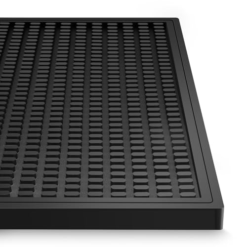 Bar Mat for Countertop Bartending 18 x 12 Inch Rubber Silicone Bar Mat for Home Bar Coffee Large Particle Non-Slip Mat for Kitchen (Black)