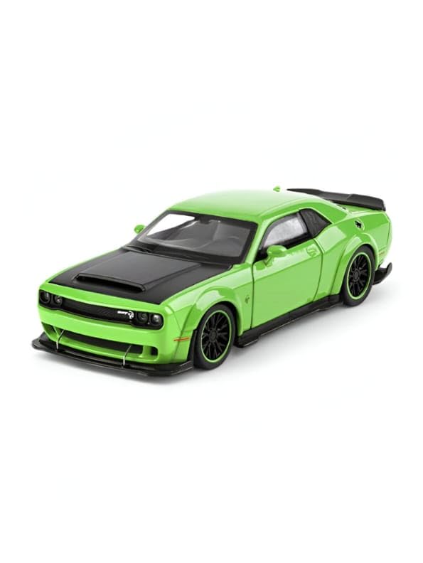 Image of Hellcat 1:32 Scale Dodge Challenger Die-Cast Metal Toy Model Car for Kids - Pull Back Mechanism, Birthday Gift for 3+ Year Old Boys (Hellcat Green)