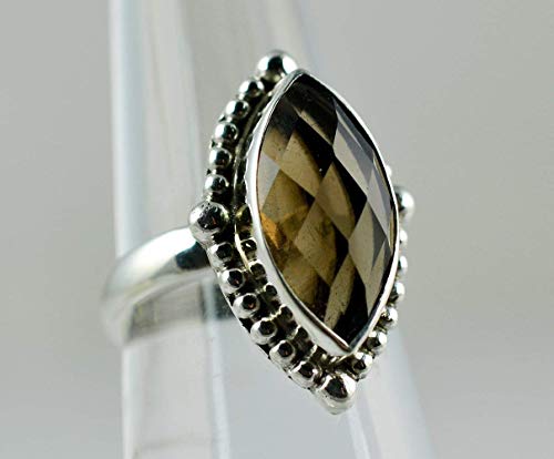 Navya Craft Smoky Quartz Marquise 925 Sterling Silver Handmade Statement Gemstone Women Ring Size 4 To 13 #TOP5