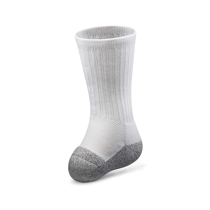 Dr. Comfort Transmet Unisex Crew Socks for Partial Foot Amputation, with Fiber Padding in Heel and Forefoot - Large, White