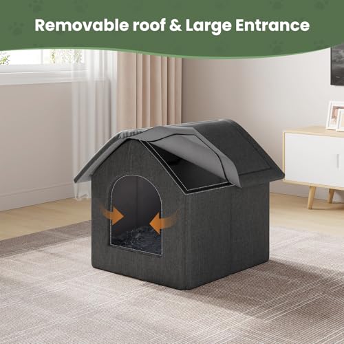 EUGAD Große Hundehöhle, Haustierhaus mit Plüschkissen, Hundehaus Hundehütte Outdoor Große Hunde 60x55x60cm, Katzenhaus für Draußen Winterfest Wasserfest Wetterfester für Streuner Haustiere