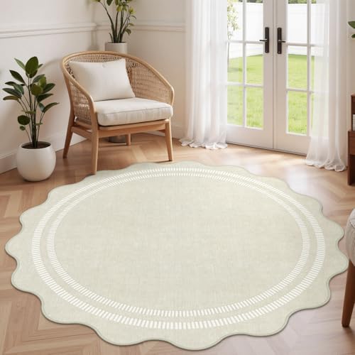 LORWER Area Rugs 5ft Living Room Washable Modern Rug, Neutral
