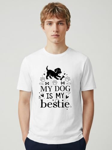 Image of INDISSH T-Shirt for Man | Regular and Plus Size Upto 7XL | Pet Lover Graphic Printed | Round Neck Cotton Fabric Regular fit Casual T-Shirt for man - RNM-DOGBESTIE-PAR