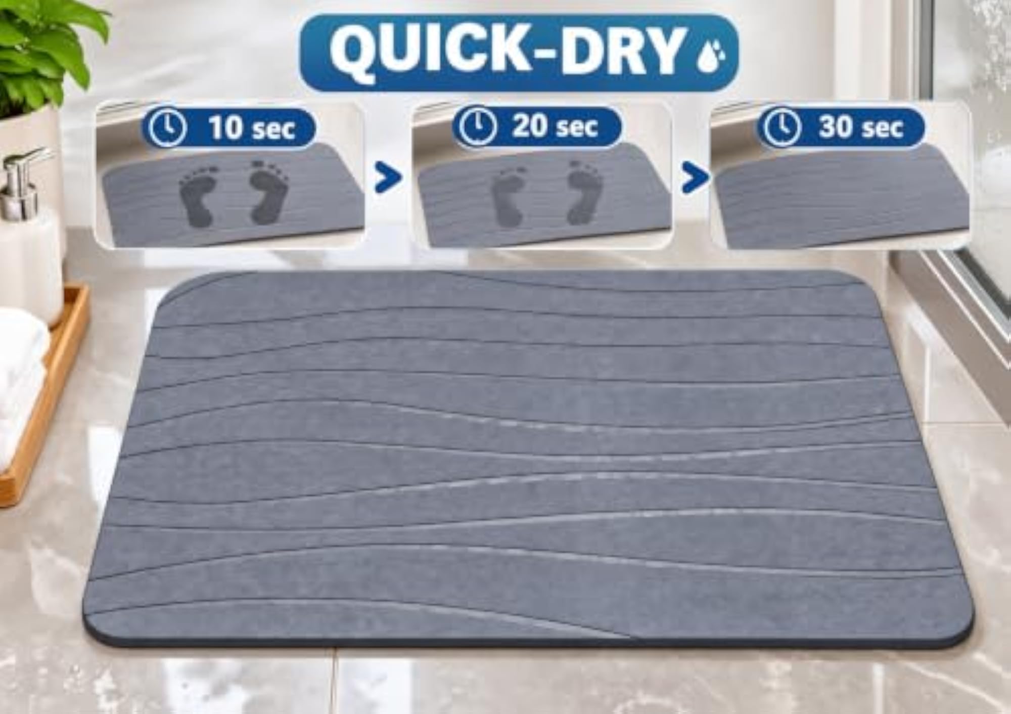 Diatomaceous Earth Shower Mat, Quick Drying Bath Mat