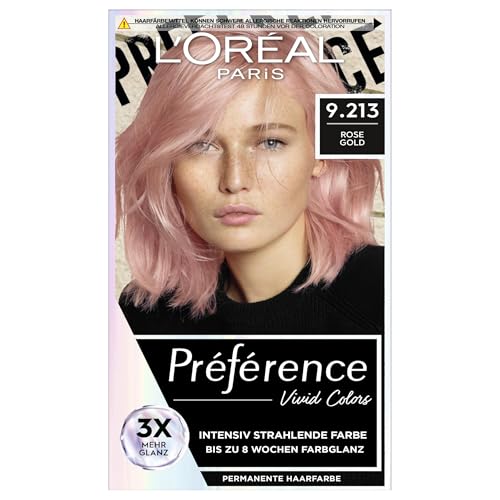 L'Oréal Paris Coloration de cheveux intense, longue durée, jusqu'à 8 semaines de cheveux brillants et couleur intense, Préférence Vivid Colors, couleur or...