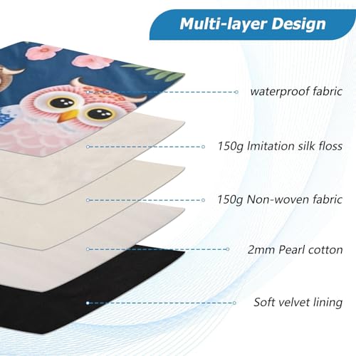 Funda para portátil de 13-14 pulgadas con diseño floral búhos miniatura 4