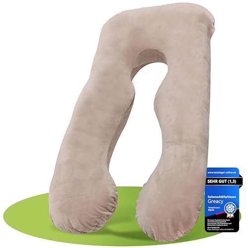 Greacy Seitenschläferkissen mit Bezug [waschbar - Flexible Füllung] Stillkissen XXL | Pregnancy Pillow | Kissen Schwangerschaft | Body Pillow | Schlafkissen | Schwangerschaftskissen (Elfenbein)