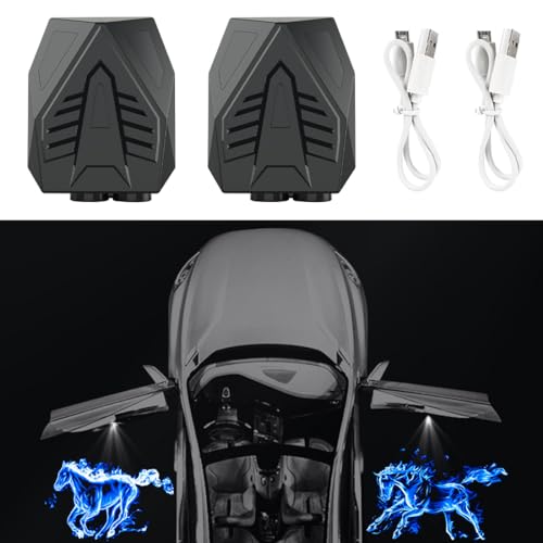 2 Pcs Projecteur de Portière, Logo et Lampe de Courtoisie Fantôme de Bienvenue pour Voiture - Lampe d'Accueil pour Tous Les Modèles (Bleu)