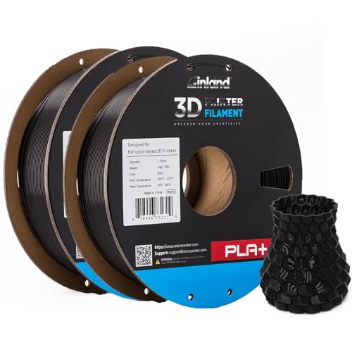 Image of INLAND Micro Center PLA+ 3D Printing Filament 1.75mm - PLA Pro Dimensional Accuracy + /- 0.03 mm - 1kg Cardboard Spool (2.2 lbs) (2 Pack Black, 1.75mm)