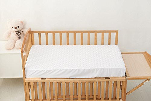 Image of Elegant Comfort Baby-Swaddle-Blue 100% Waterproof Fitted Crib and Toddler Protective Mattress Protector Pad Cover, 28 X 52, White