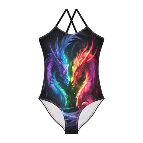 Blue Red Dragon Girls One Piece Swimsuit Beach Swimwear Size 3-10 Years