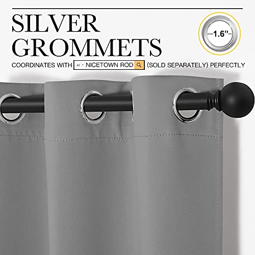 Image of NICETOWN Silver Grey Thermal Insulated Grommet Blackout Curtains, Kids Window Drape Panel for Nursery, Privacy Short Curtains (2 Panels, W42 x L63 -Inch)